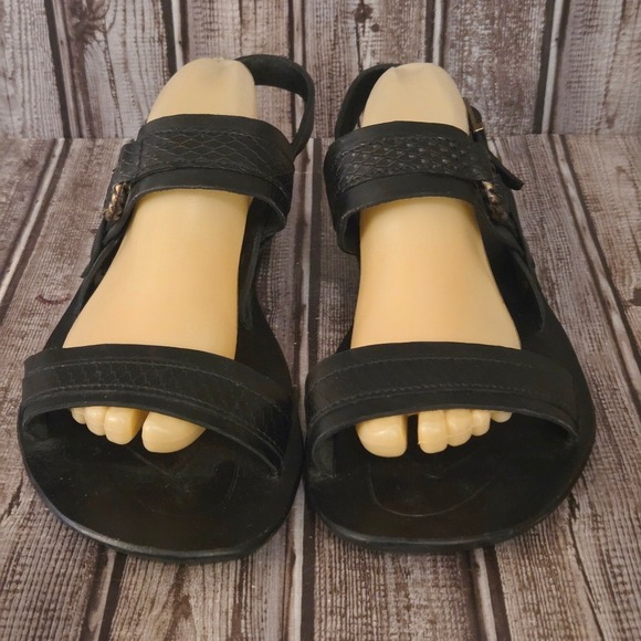 Sz 45 EU/ 12 US Mens Versace Medusa Black Embossed Leather Ankle Strap Sandals main image 8